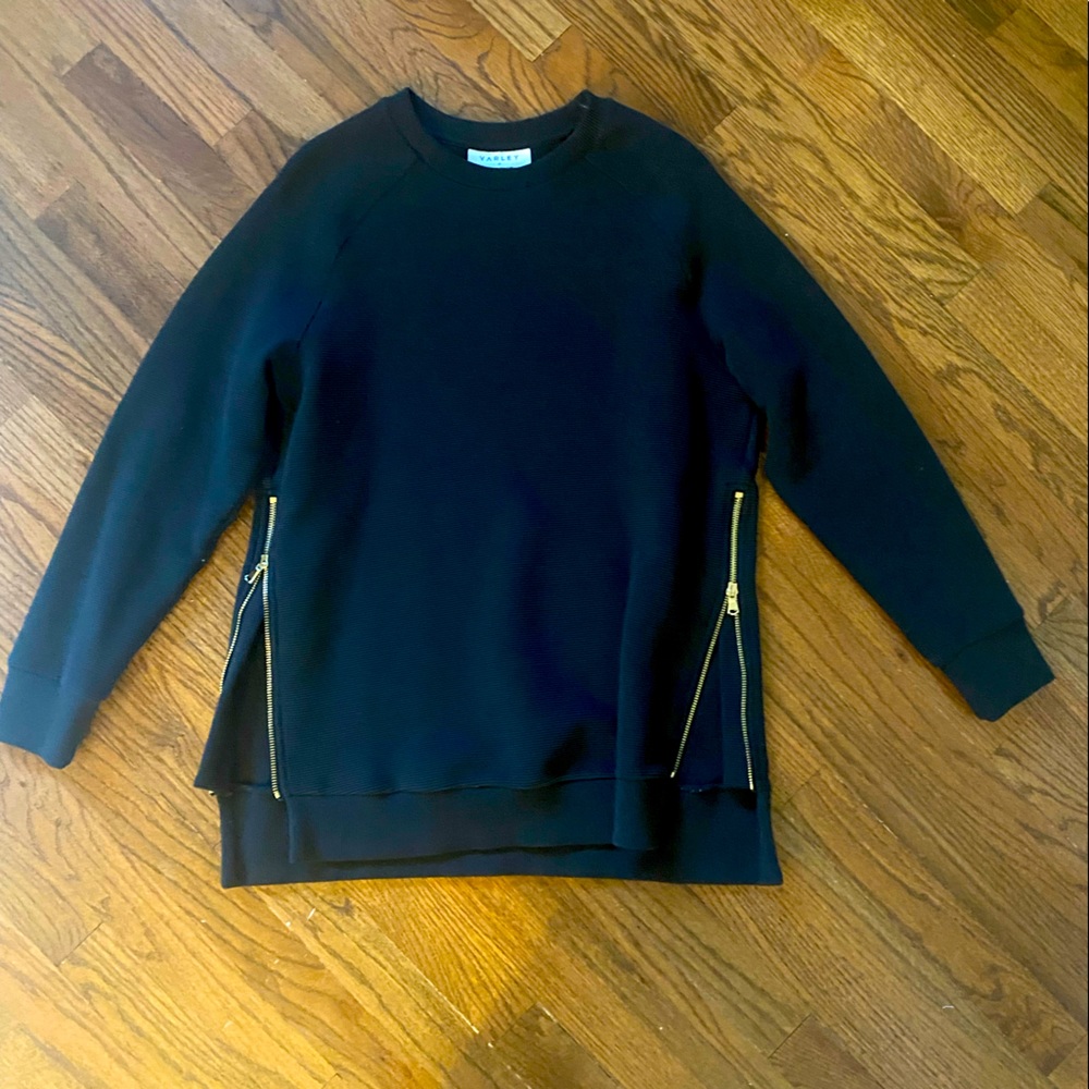 Varley Black Sweatshirt with Gold Zippers